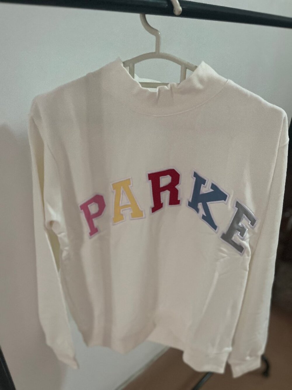 PARKE Women's Heritage Varsity Patch Mockneck Sweatshirt - White